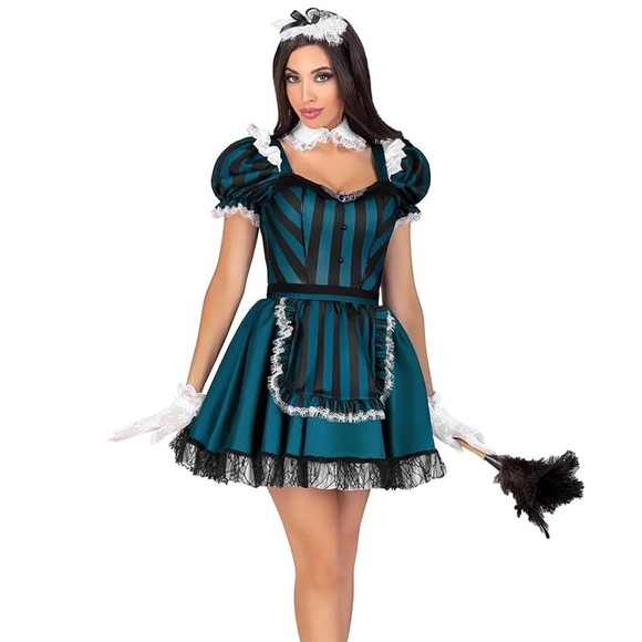 Leg Avenue Teal and Black Maid Costume - Picture 1 of 5